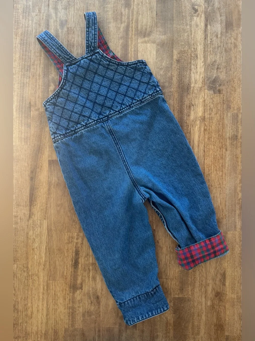 Gymboree Kids Denim Overalls with Red Plaid Lining